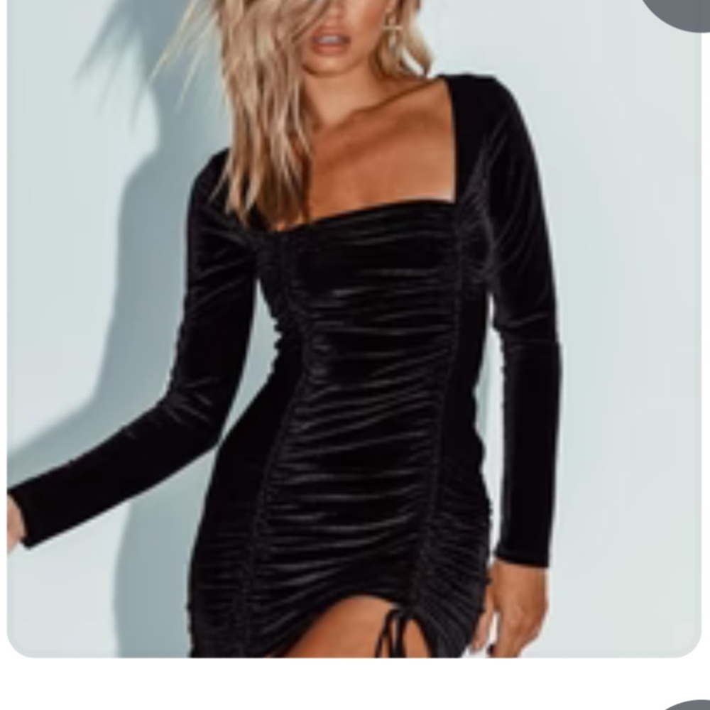 Princess Polly black velvet mini dress